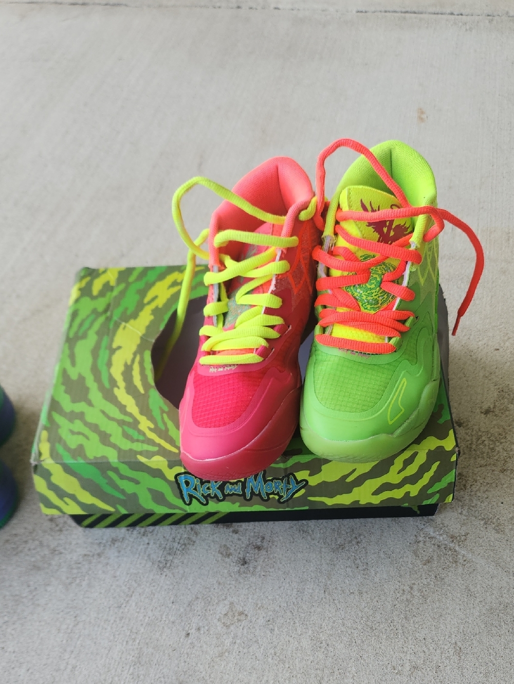 Rick and Morty Kids' Neon Pink & Green High-Top Sneakers